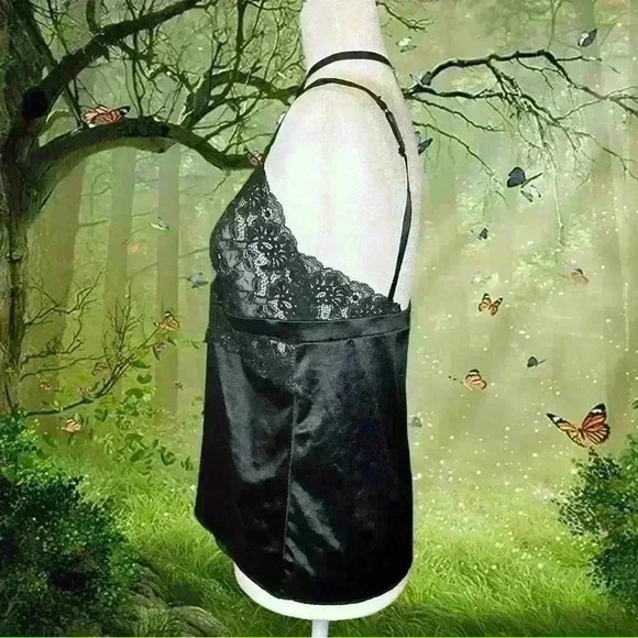 Y2k 90s Secret Treasures Black Lace Tank top - Picture 4 of 8